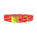 Christmas Script Dog Collar - metal gold