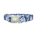 Floral Pattern Dog Collar - plastic silver