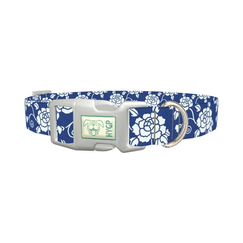 Floral Pattern Dog Collar - plastic silver