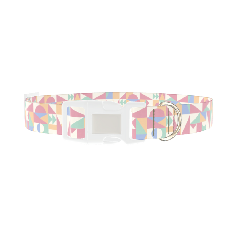 Geometric Pastel Dog Collar - plastic silver