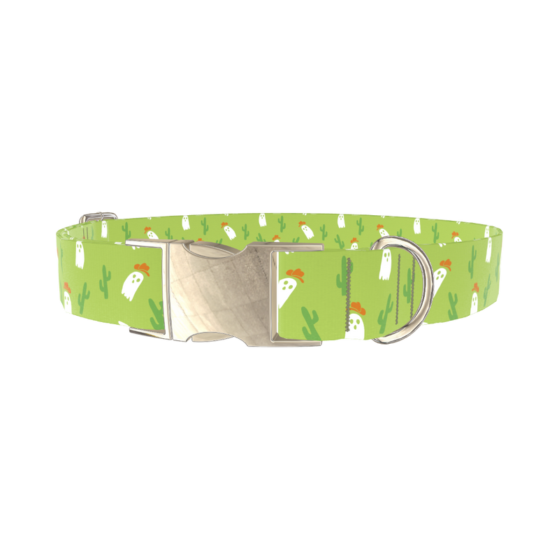 Western Ghost Dog Collar - metal silver