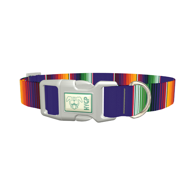 Colorful Stripes Dog Collar - plastic silver