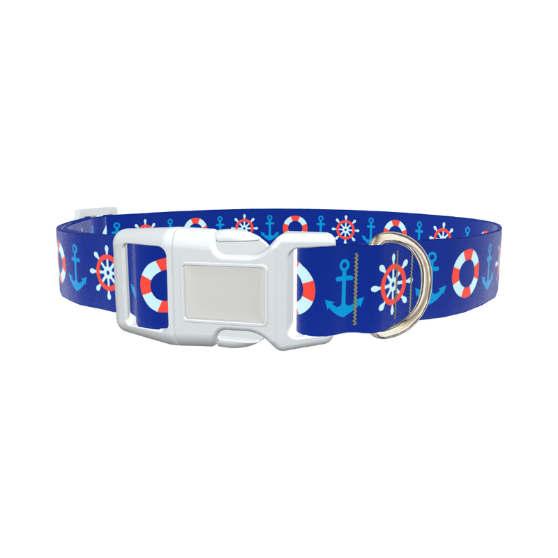 Nautical Lifebuoy Dog Collar - plastic rose gold