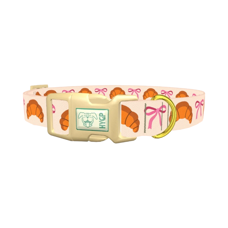 Croissant Bow Dog Collar - plastic gold