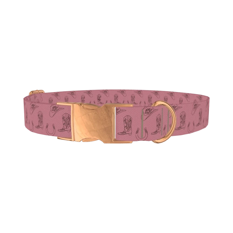 Western Cowboy Dog Collar - metal rose gold