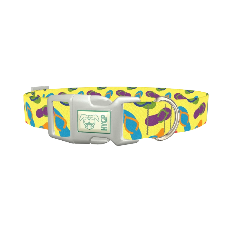 Colorful Flip Flop Dog Collar - plastic silver