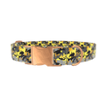 Yellow Grey Camouflage Dog Collar - metal rose gold
