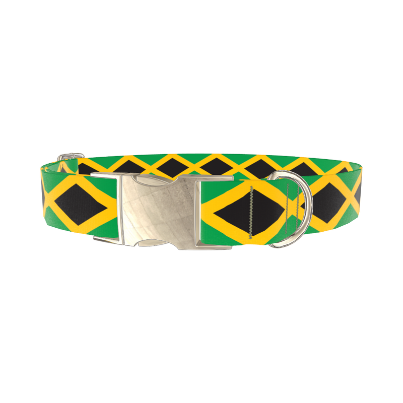 Jamaican Flag Dog Collar - metal rose gold