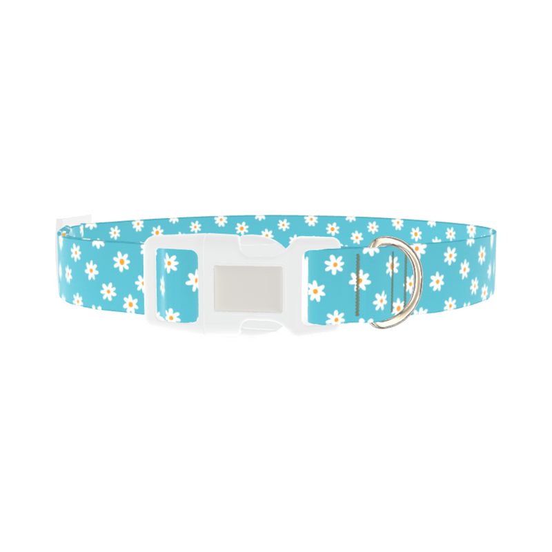 Daisy Floral Dog Collar - plastic silver