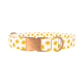 Yellow Daisy Dog Collar - metal rose gold