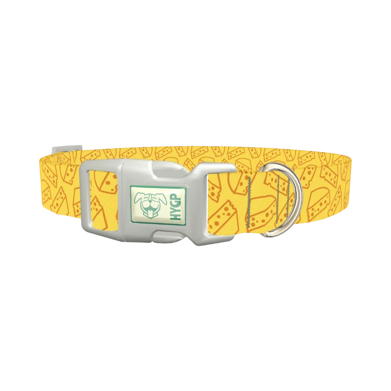 Cheese Slice Pattern Dog Collar - plastic silver