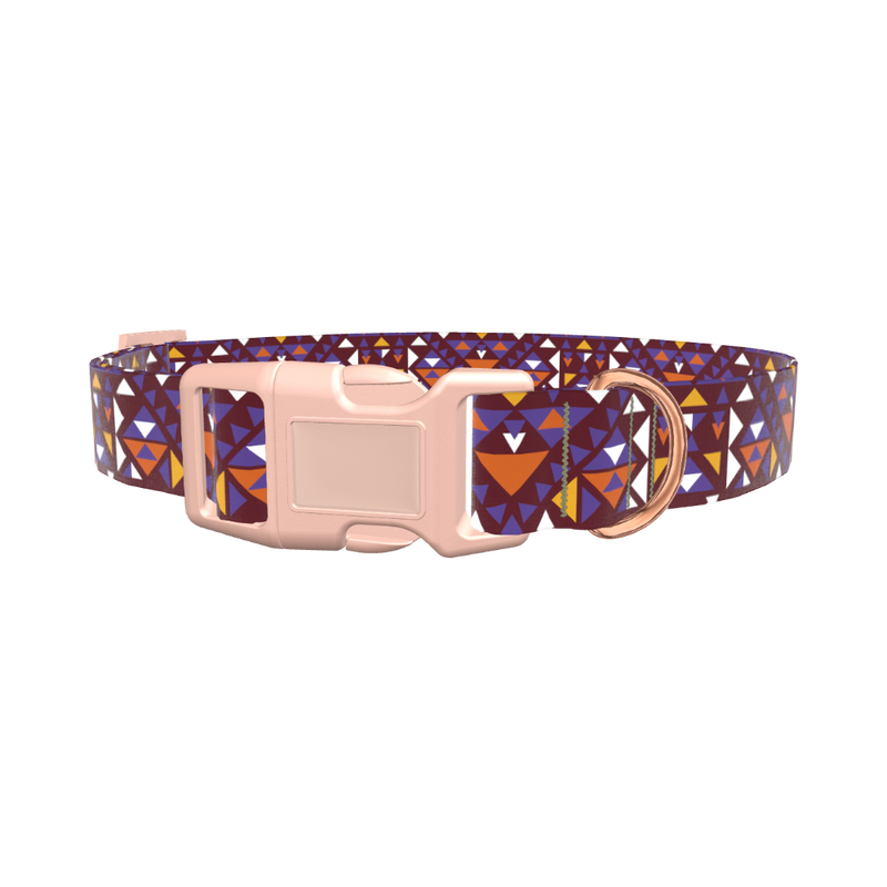Tribal Triangle Pattern Dog Collar - plastic gold