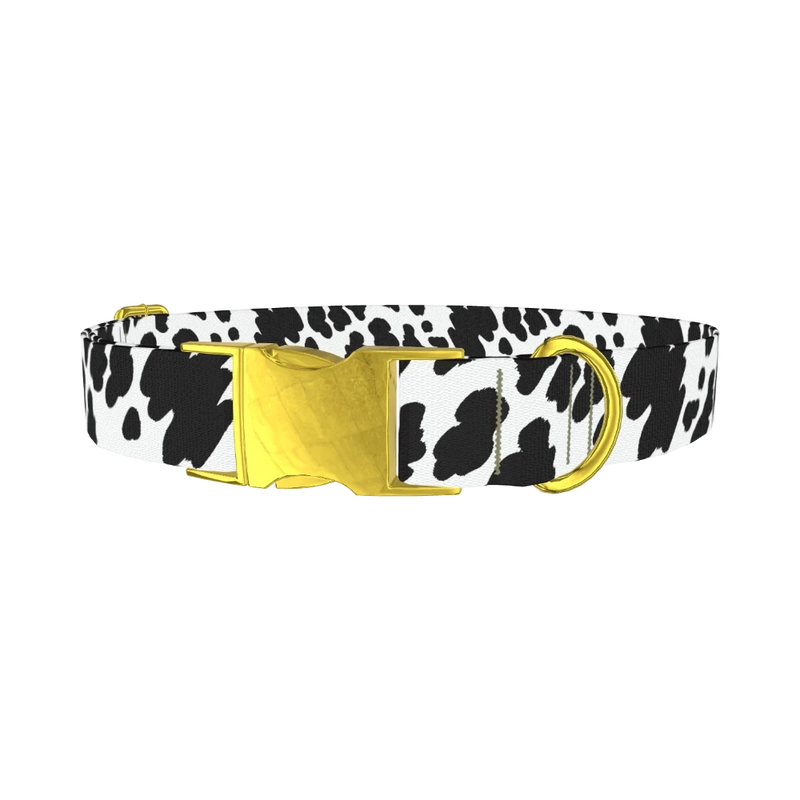 Cow Pattern Dog Collar - metal gold