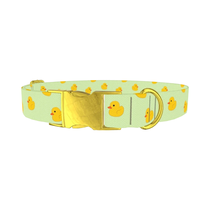 Rubber Duckies Dog Collar - metal gold