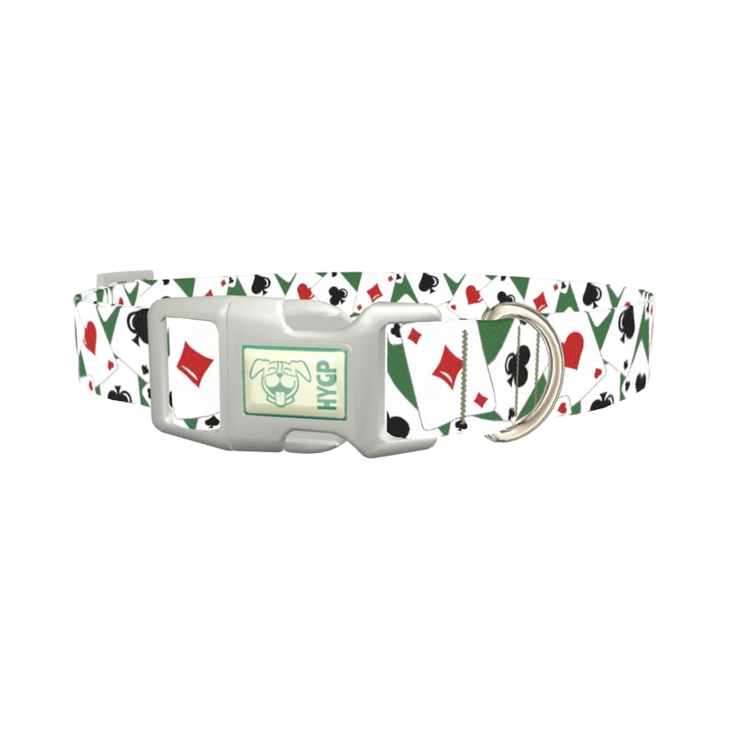 Playing Card Pattern Dog Collar - plastic silver