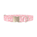 Pink Reindeer Forest Dog Collar - metal silver