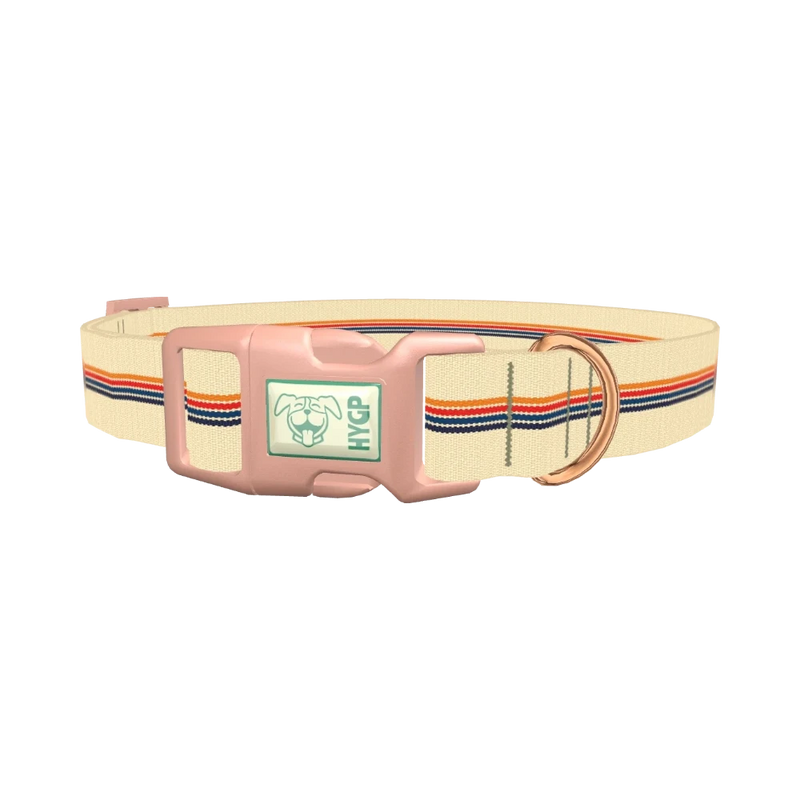 Colorful Hexagon Stripe Dog Collar - plastic rose gold