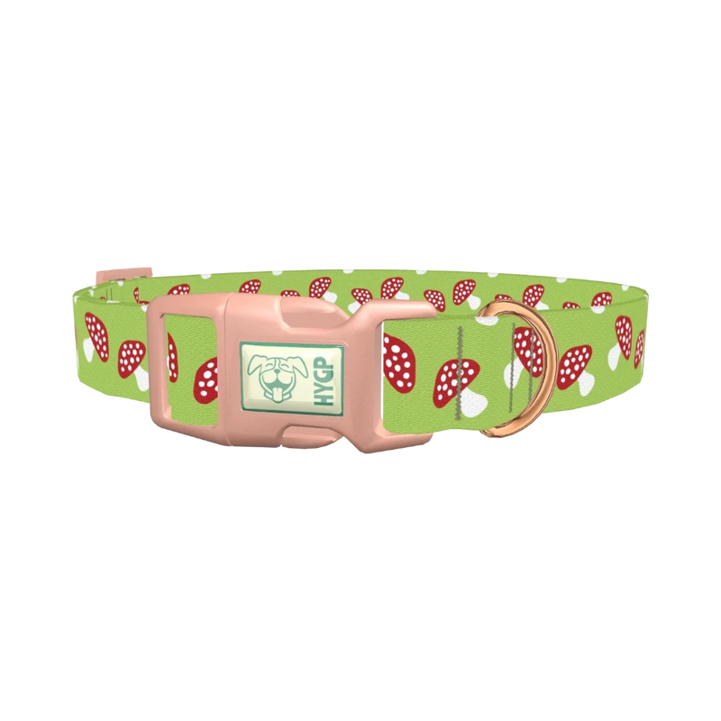 Green Mushroom Dog Collar - plastic rose gold