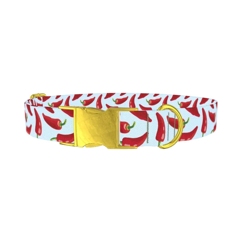 Chili Pepper Dog Collar - metal gold