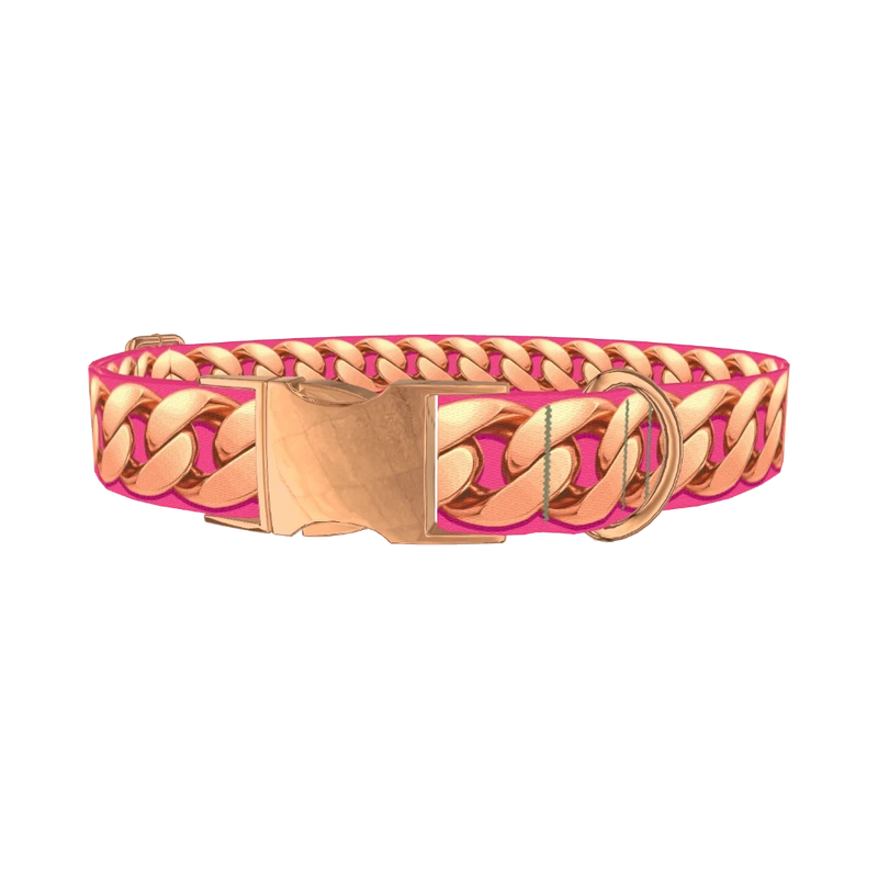 Rose Gold Chain Dog Collar - metal rose gold