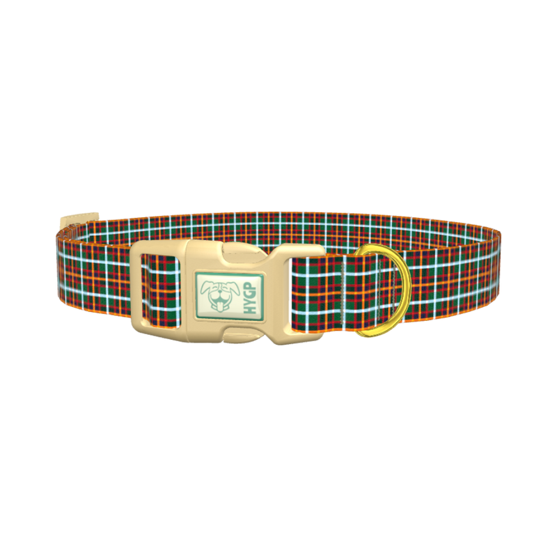 Festive Yellow Cross Dog Collar - plastic gold