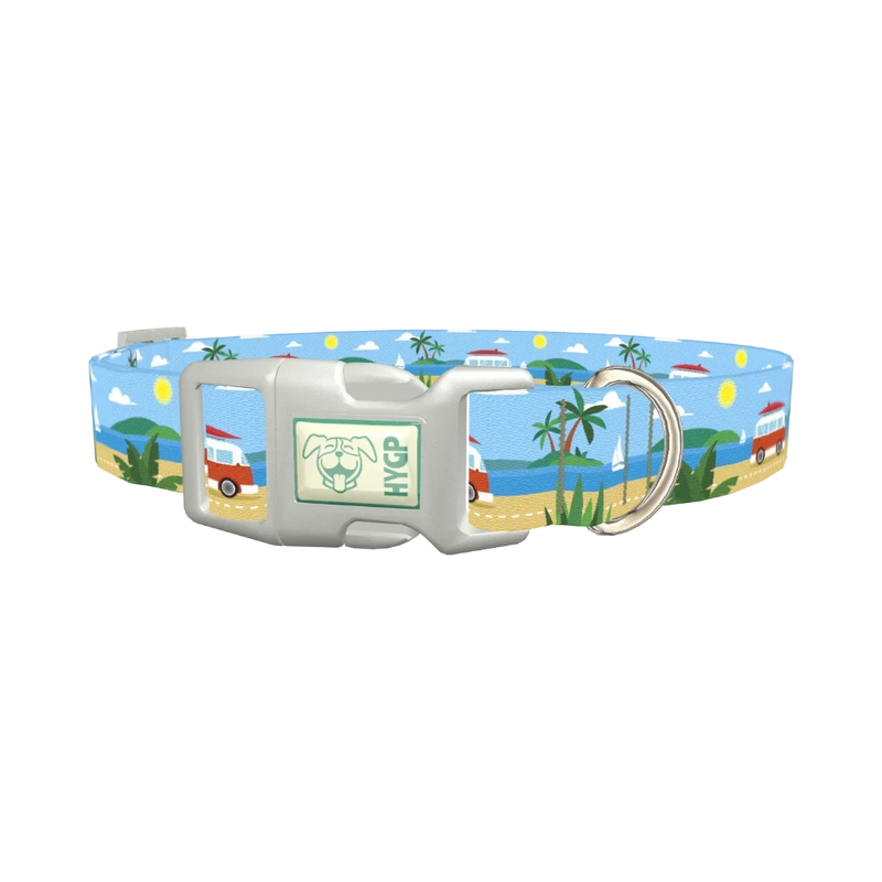 Beach Vacation Dog Collar - plastic silver