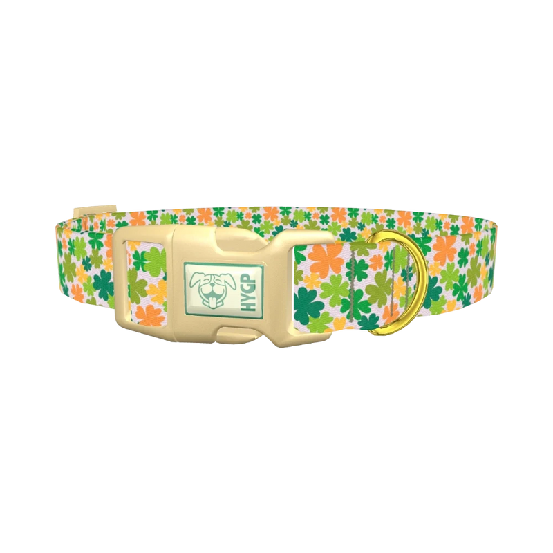 Multicolor Clover Dog Collar - plastic gold