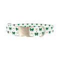 Green Bow Heart Dog Collar - metal silver