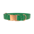 Green Christmas Tree Dog Collar - metal rose gold