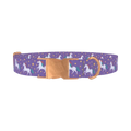 Purple Unicorn Fantasy Dog Collar - metal rose gold