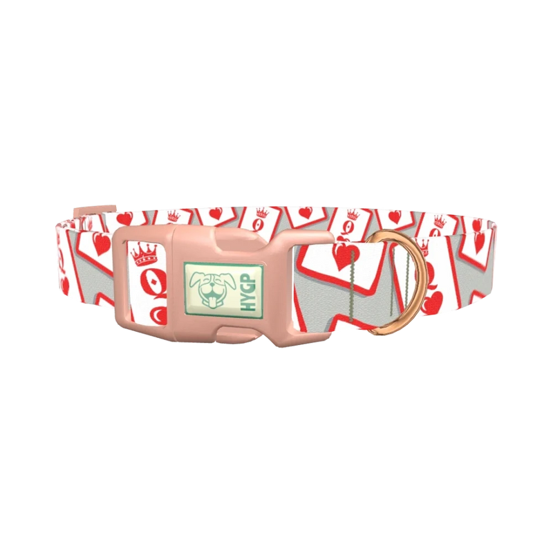 Queen of Hearts Dog Collar - plastic rose gold