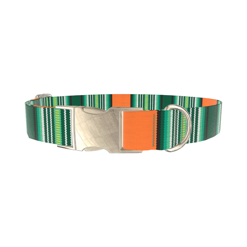 Woven Stripe Dog Collar - metal gold