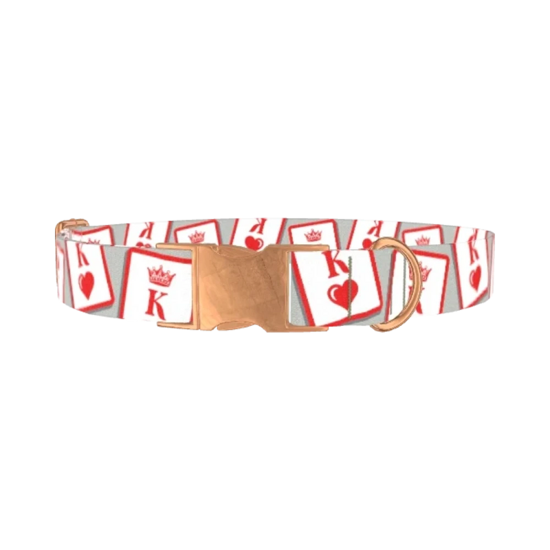 Playing Card Dog Collar - metal rose gold