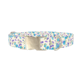 Blue Purple Floral Dog Collar - metal silver