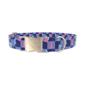 Chess Pattern Dog Collar - metal silver