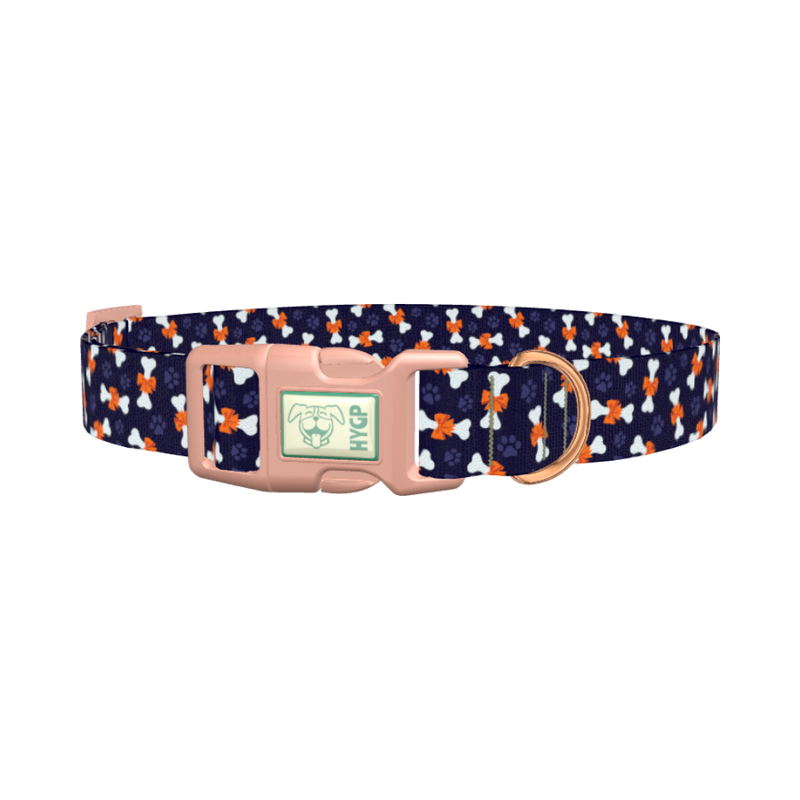 Halloween Bones Dog Collar - plastic rose gold