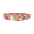 Pink Floral Bloom Dog Collar - metal silver