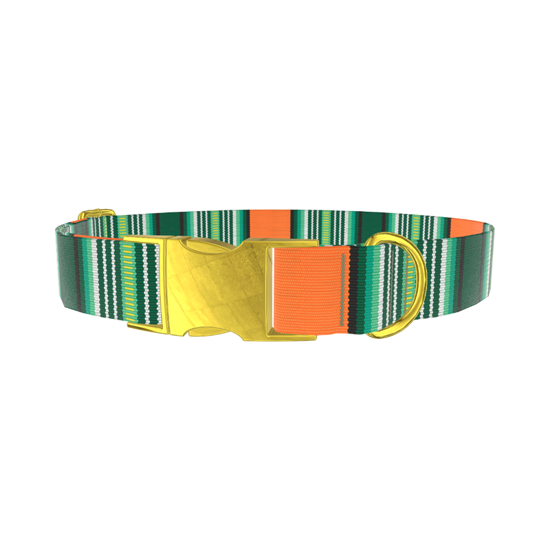 Woven Stripe Dog Collar - metal rose gold