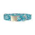 Floral Blue Dog Collar - metal silver