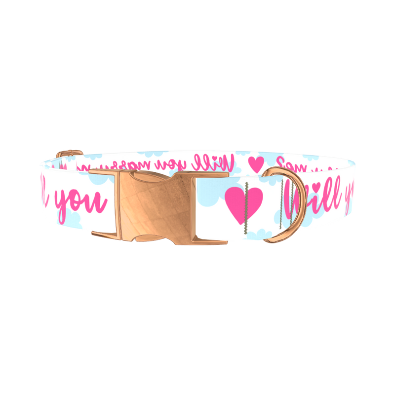 Romantic Heart Dog Collar - metal silver