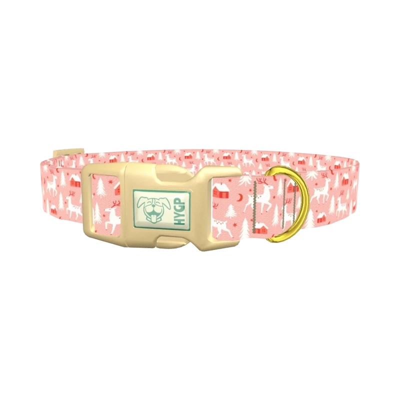 Christmas Deer Forest Dog Collar - plastic gold