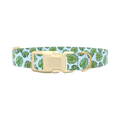Blue Monstera Leaf Dog Collar - plastic silver