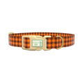 Brown Checkered Dog Collar - plastic silver