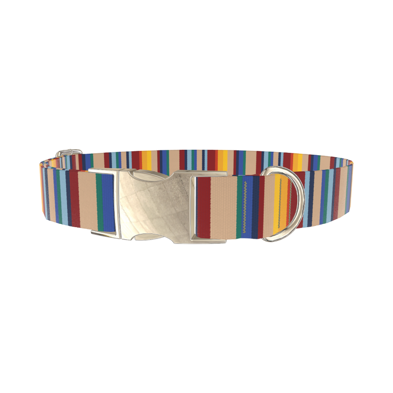 Colorful Striped Dog Collar - metal gold