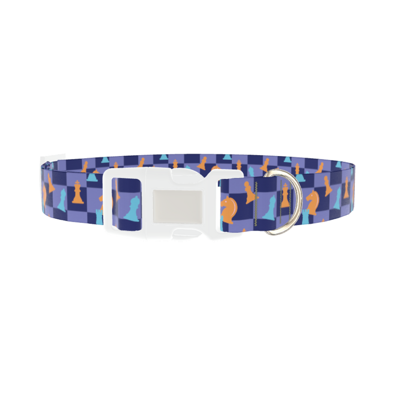 Chess Piece Dog Collar - plastic silver
