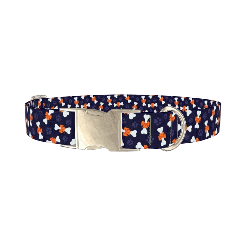 Halloween Bones Dog Collar - metal silver