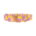 Yellow Duck Heart Dog Collar - metal rose gold