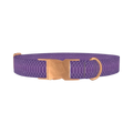 Purple Snake Print Dog Collar - metal rose gold