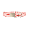 Red Polka Dot Dog Collar - metal silver