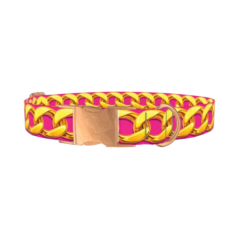 Gold Chain Dog Collar - metal rose gold